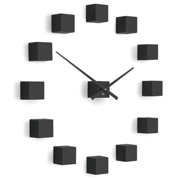 Future Time FT3000BK Cubic black Designové samolepicí hodiny, pr. 50 cm