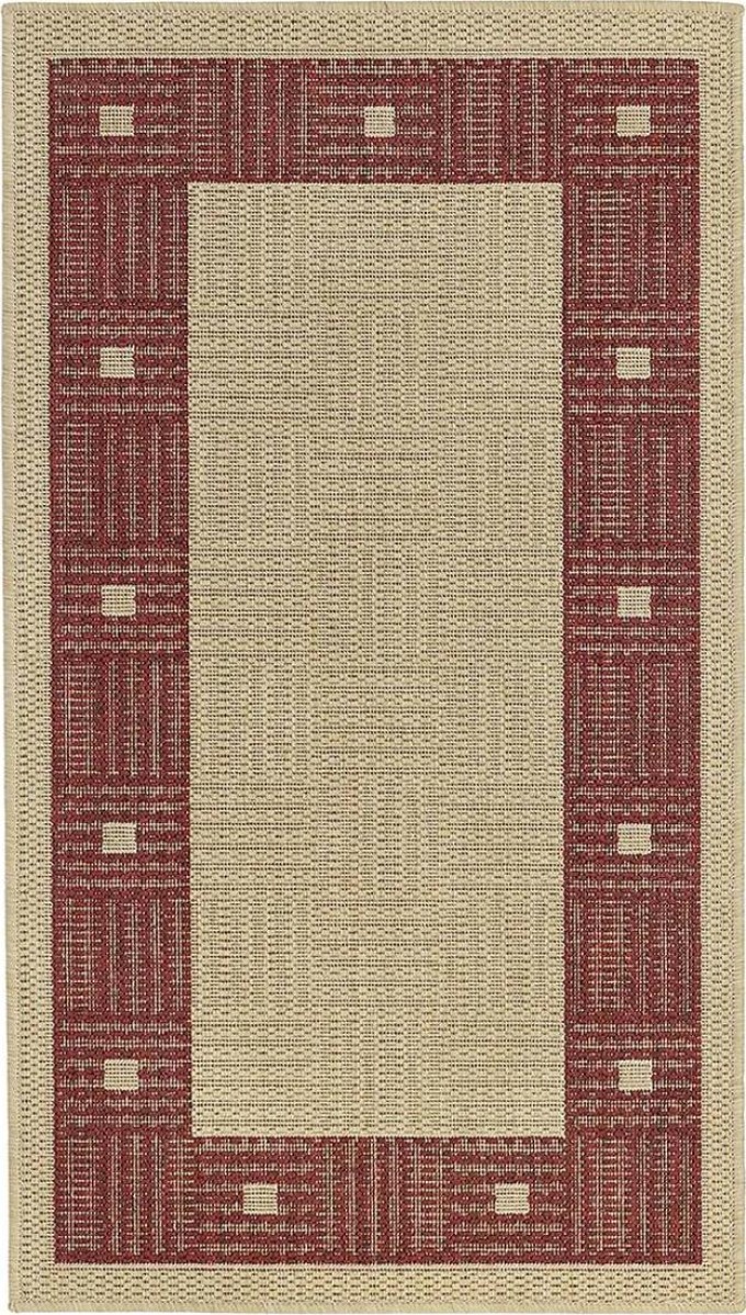 Kusový koberec SISALO 879/J84 Red, Červená, Vícebarevné, 67 x 120 cm - Přírodní kusový koberec s bouclé vzhledem a tkanými detaily pro elegantní interiér