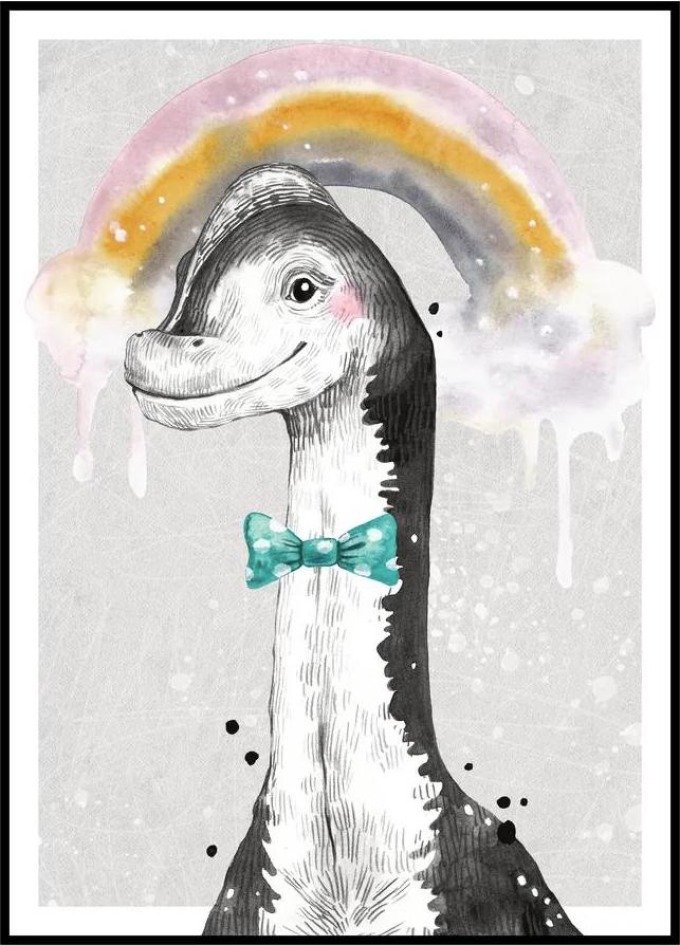 Plakát Malý Brachiosaurus Rozměr plakátu: 30 x 40 cm, Varianta Brachiosaura: Brachiosaurus s motýlkem