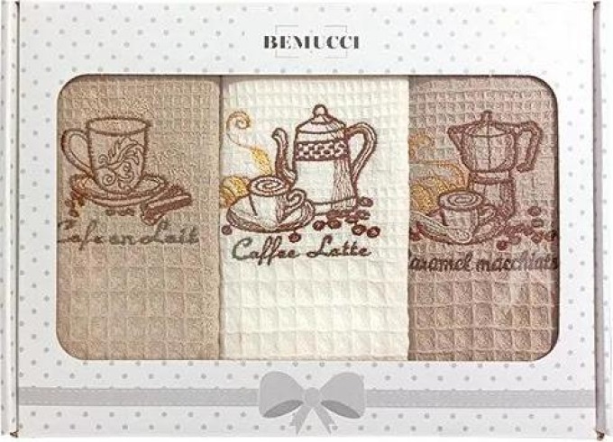 Vesna | Set vaflových utěrek v krabičce COFFEE 40x60 cm 3 kusy