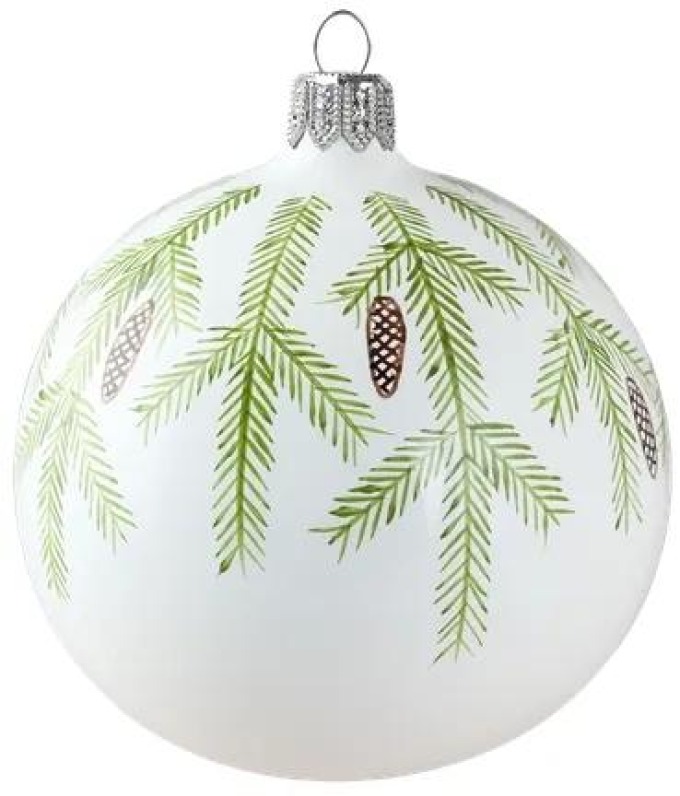 Bílá baňka s větvičkami jehličí