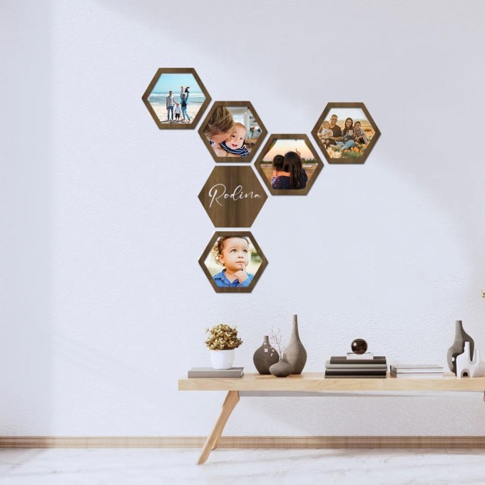 dřevo života Fotorámaček HEXAGON Barevný vzor: Černá, Velikost foto: 9x13, Text: Láska