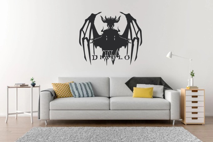 Lepy.cz Samolepka na zeď Diablo Velikost (šířka x výška): 40x34cm, Barevná varianta: Světle šedivá