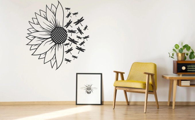 Lepy.cz Samolepka na zeď Slunečnice Velikost (šířka x výška): 90x99cm, Barevná varianta: Černá