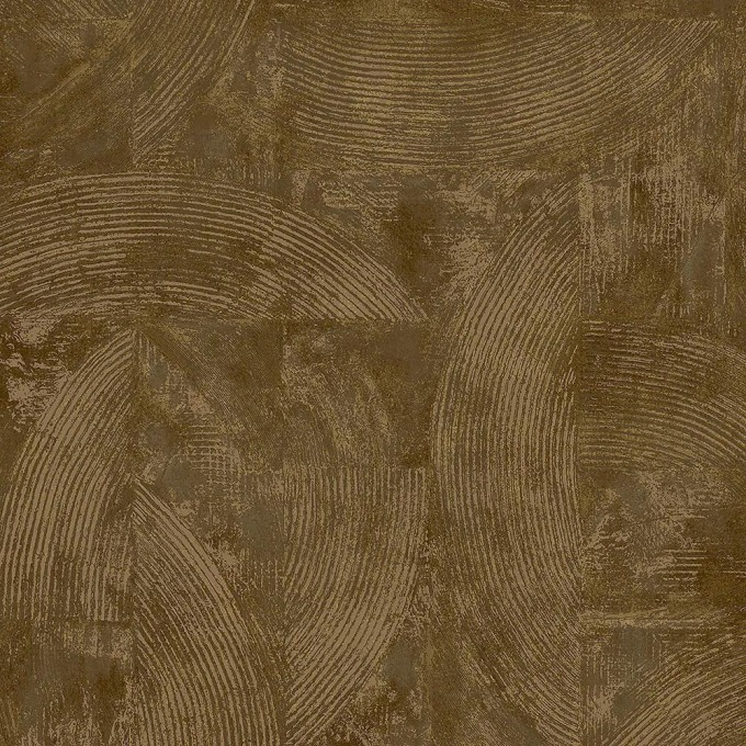 Štuková hnědo-zlatá vliesová tapeta s geometrickým vzorem a vinylovým omyvatelným povrchem