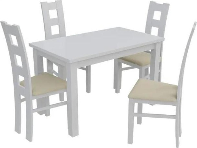 Jídelní set pro 4 osoby - RK011, Barva dřeva: bílá, Potah: ekokůže Soft 018