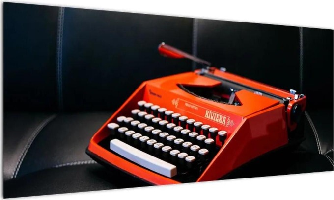 Obraz červeného psacího stroje (100x40cm)