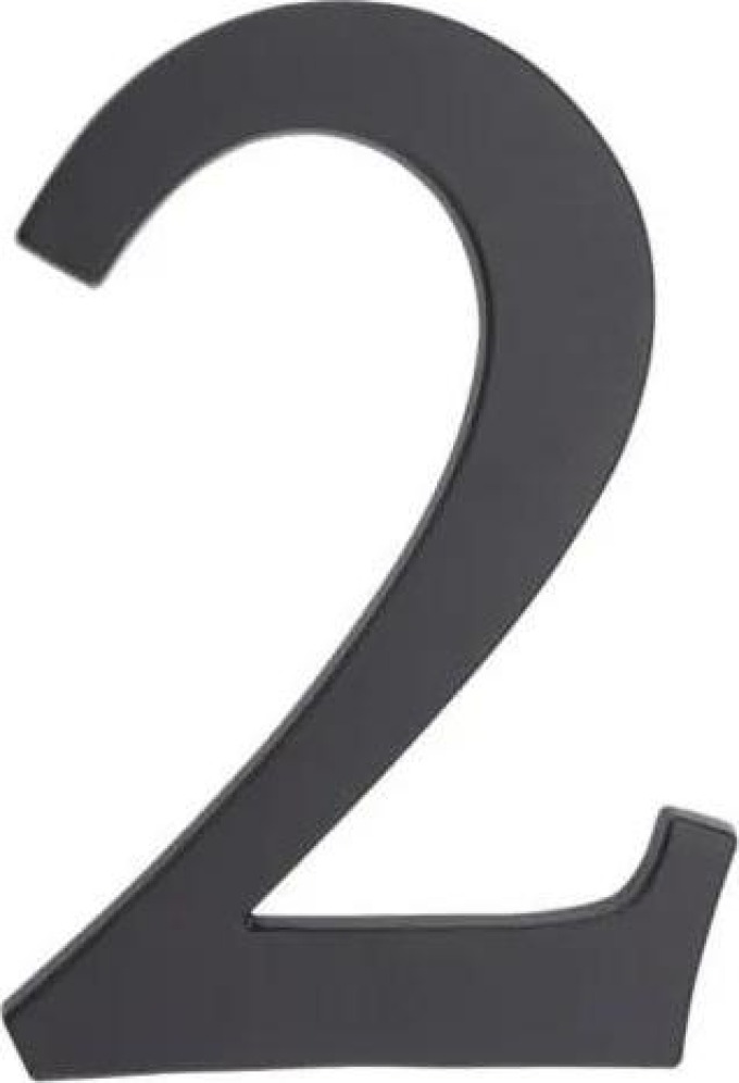 PSG 64.152 - hliníková 3D číslice 2, číslo na dům, výška 190 mm, černá