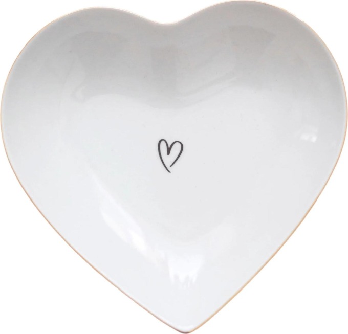 Bella Rose Porcelánový talířek ve tvaru srdce Srdíčko 16 cm, bílá barva, zlatá barva, porcelán
