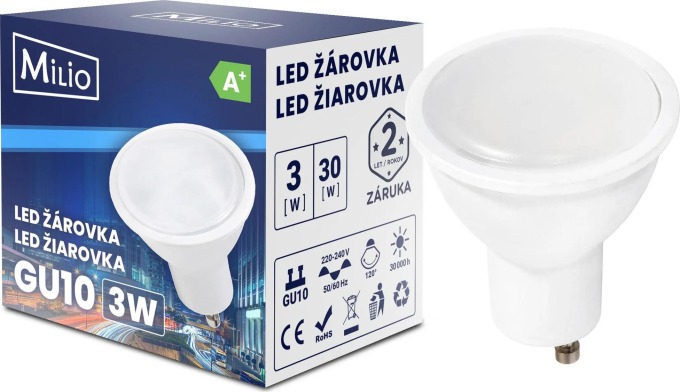 BERGE LED žárovka - GU10 - 3W - 240Lm - teplá bílá