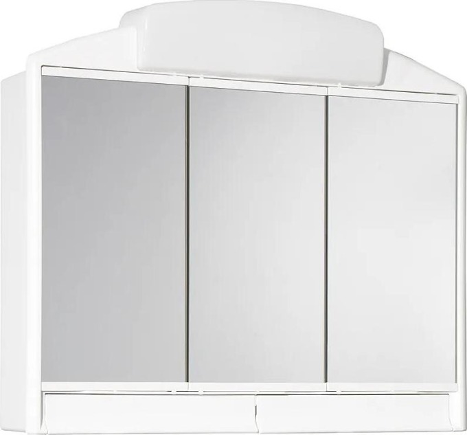 Zrcadlová skříňka s úsporným osvětlením a zásuvkou, bílá barva, rozměry 59x51x16 cm