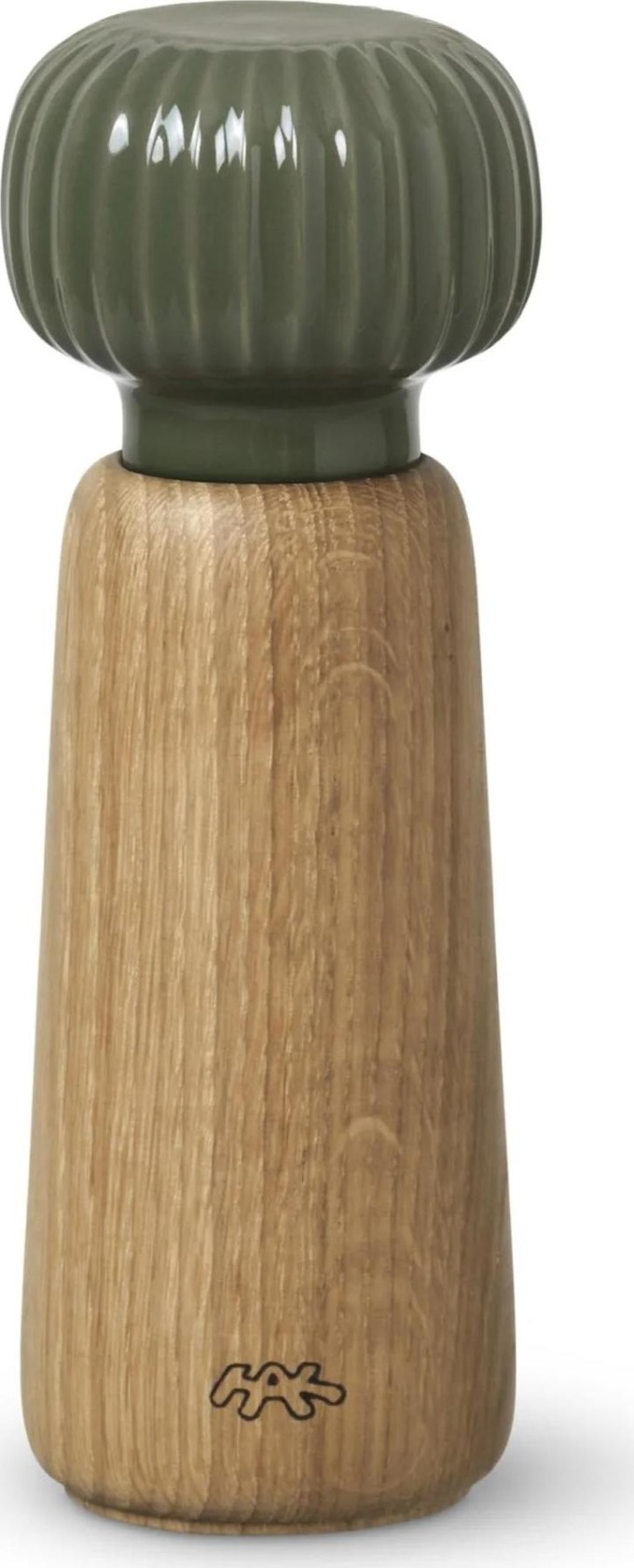KÄHLER Mlýnek s keramickým strojkem Hammershøi Dark Green 18 cm, zelená barva, přírodní barva, dřevo, porcelán, keramika