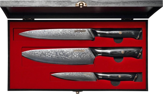 KATFINGER | Box Black Chef | sada damaškových nožů 3ks