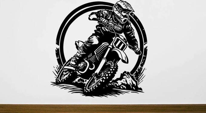 Lepy.cz Samolepka na zeď Motocross Velikost (šířka x výška): 60x60cm, Barevná varianta: Pastelová oranžová