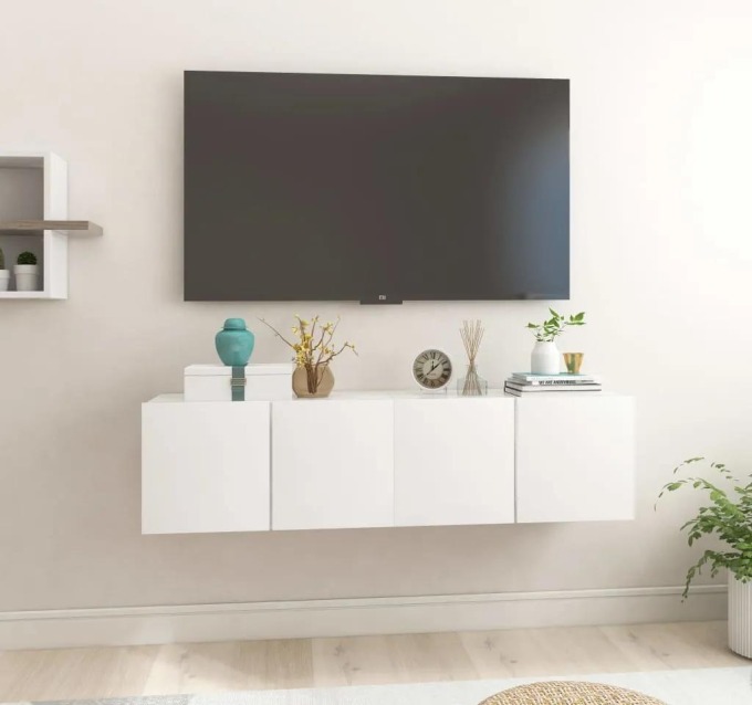 vidaXL Závěsné TV skříňky 2 ks bílé s vysokým leskem 60 x 30 x 30 cm