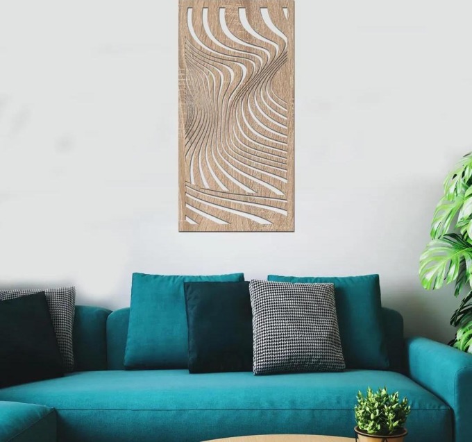 dřevo života Dřevěný dekorační panel VLNKY Rozměry (cm): 40x80, Barevný vzor: Světlý dub