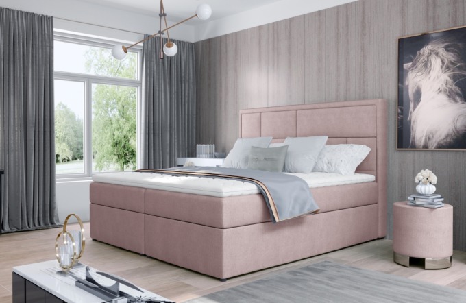 Boxspring BARBARIO 22 160x200, růžová látka