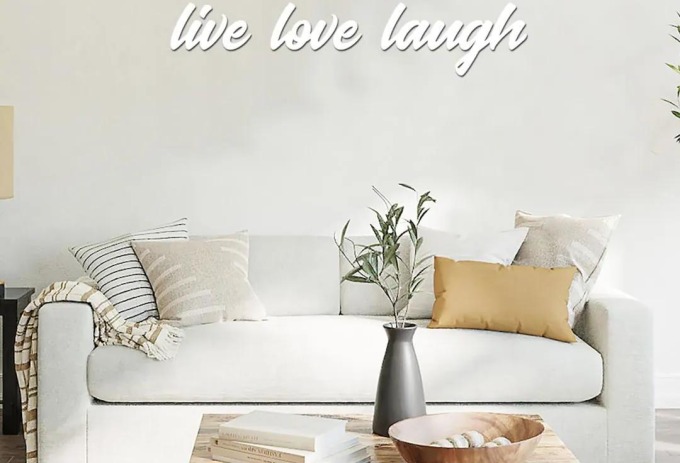 dřevo života Dřevěný nápis na zeď LIVE LOVE LAUGH Barevný vzor: Bílá, Velikost textu: 98x20