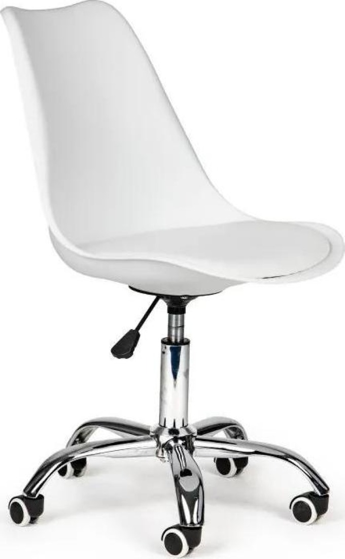 Bílá kancelářská židle v moderním stylu s otočnou funkcí a luxusním potahem z ekologické kůže