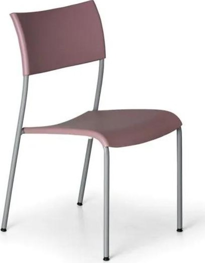 Stohovatelná jídelní židle na odolné podnoži s plastovými koncovkami a nosností 130 kg, dodávána ve složeném stavu