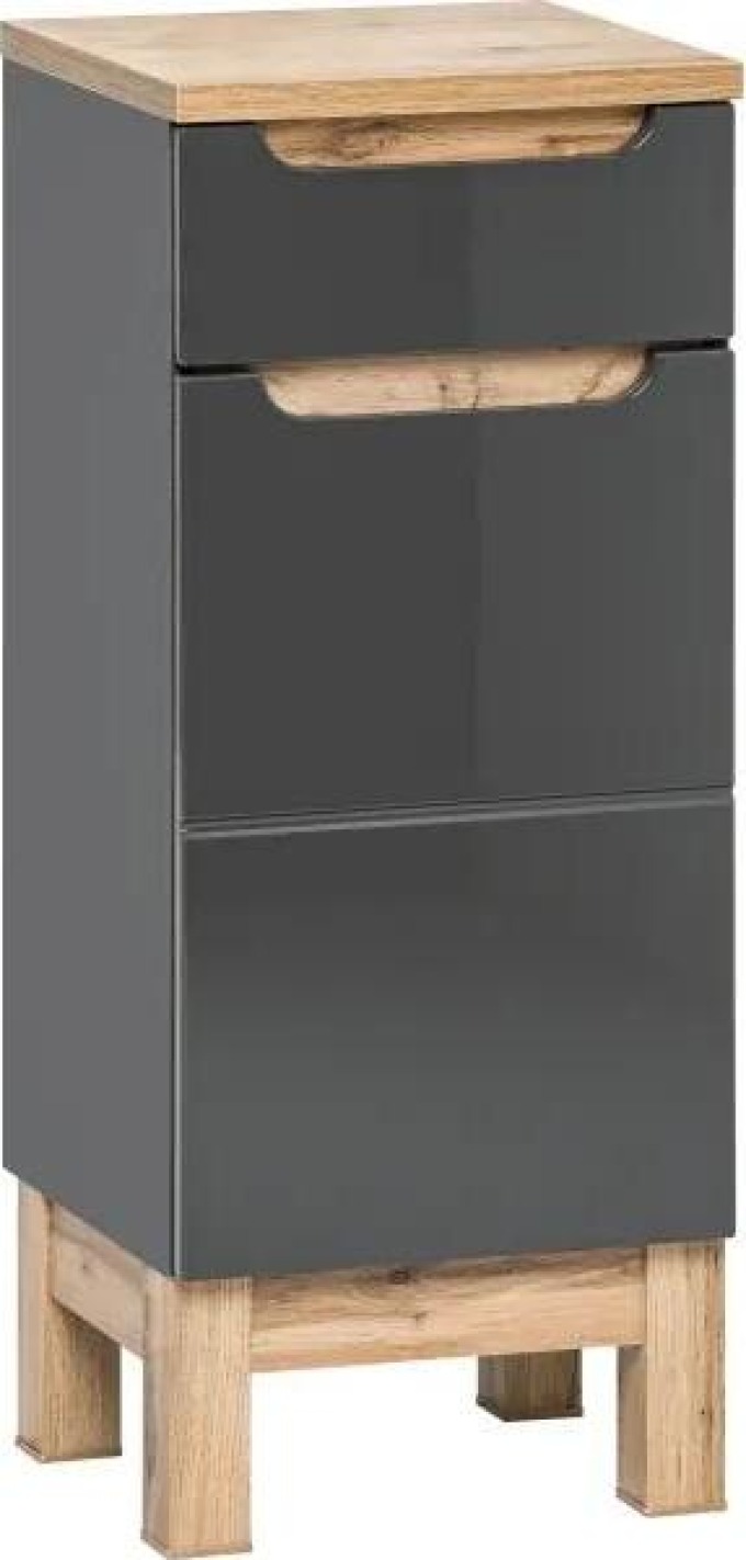 COMAD Dolní stojatá skříňka - BALI 810 grey, grafit/lesklý grafit/dub votan