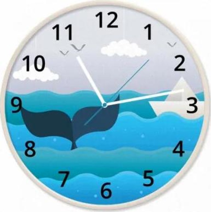 Dětské nástěnné hodiny Na širém oceánu s tichým chodem a průměrem 32cm