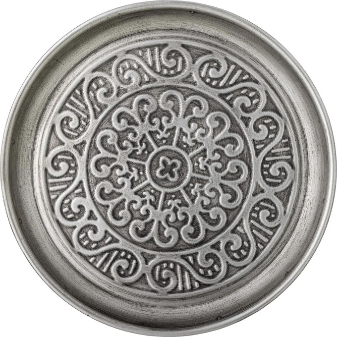 Bloomingville Dekorativní tác Maze Silver Metal 33 cm, šedá barva, stříbrná barva, kov