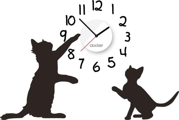 Clocker Nalepovací hodiny Kittens Barva ciferníku: Bílá