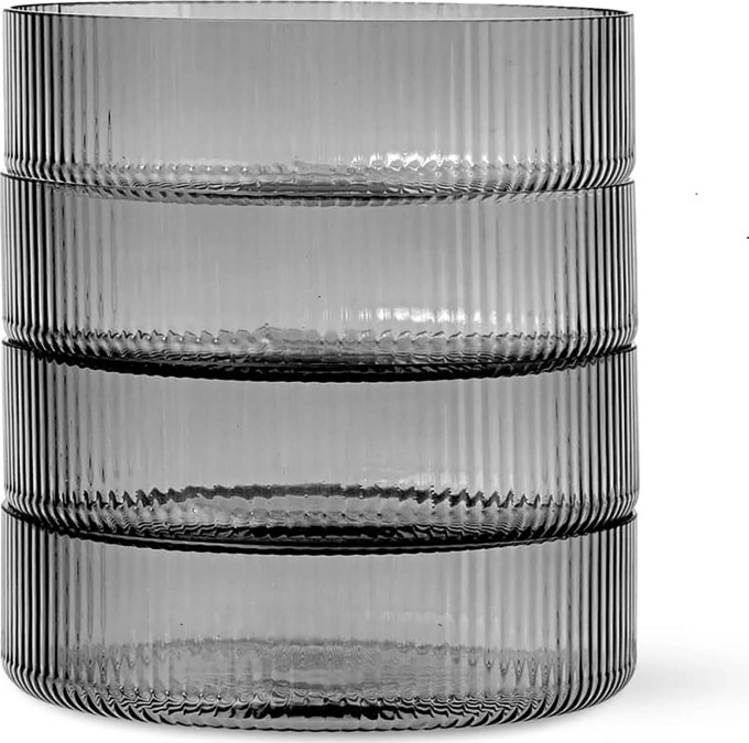 ferm LIVING Skleněná servírovací miska Ripple Smoked Grey - set 4 ks, šedá barva, sklo