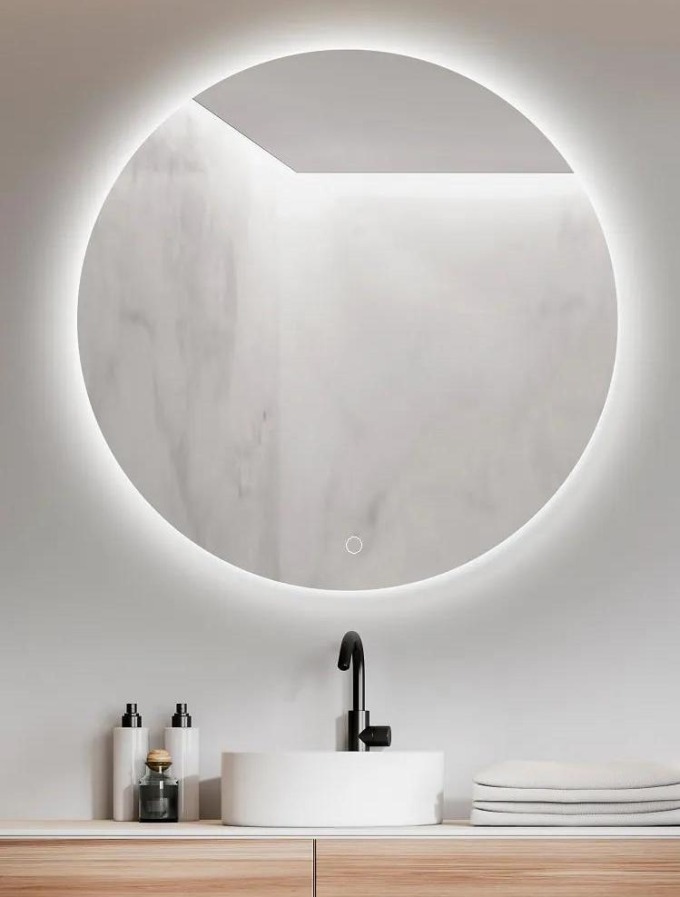 Kulaté zrcadlo do koupelny s LED osvětlením - ⌀ 100 cm s dotykovým senzorem - Ambiente Ronde