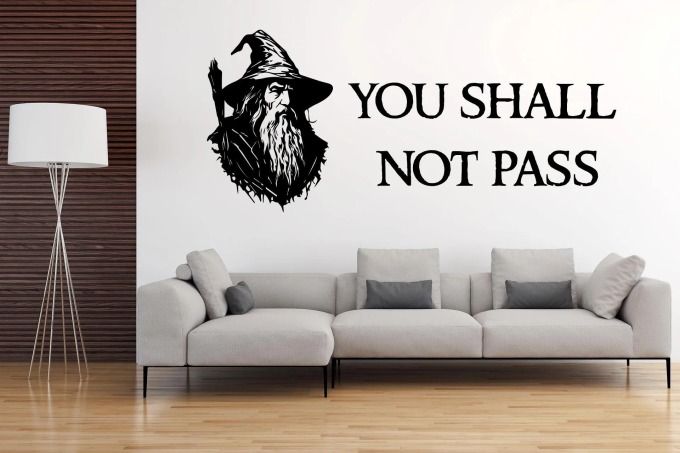 Lepy.cz Samolepka na zeď Pán prstenů - Gandalf Velikost (šířka x výška): 65x20cm, Barevná varianta: Světle hnědá
