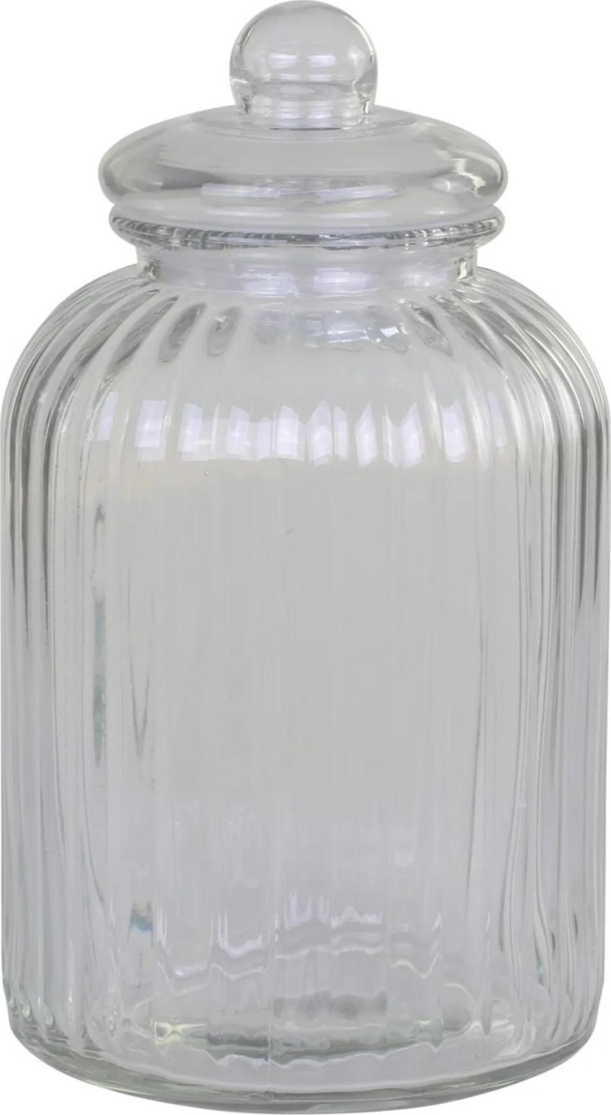 Chic Antique Skleněná úložná dóza Grooves Clear 4,6 l, čirá barva, sklo