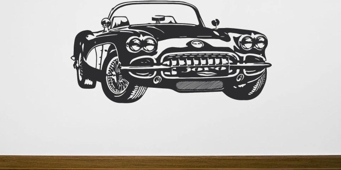 Lepy.cz Samolepka na zeď Auto - Corvette Velikost (šířka x výška): 60x30cm, Barevná varianta: Světle žlutá