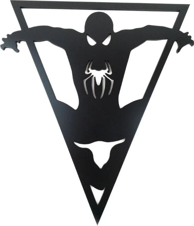 Živá Zeď Dřevěná nástěnná dekorace Spiderman trojúhelník černý