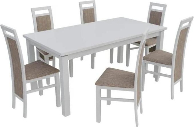 Jídelní set pro 6 osob - RK025, Barva dřeva: bílá, Potah: Lawa 02