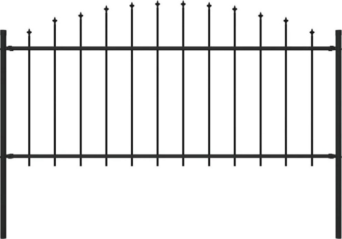 vidaXL Zahradní plot s hroty ocel (0,5–0,75) x 1,7 m černý