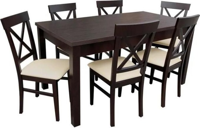 Jídelní set pro 6 osob RK021, Barva dřeva: wenge, Potah: ekokůže Soft 017