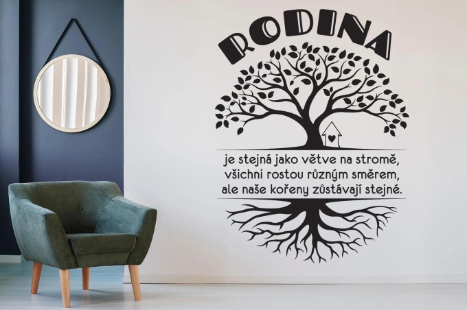 Lepy.cz Samolepka na zeď Rodina - Větve Velikost (šířka x výška): 80x105cm, Barevná varianta: Tyrkysová modrá