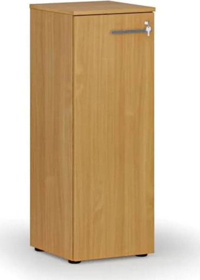 Nízká kancelářská skříň s dveřmi PRIMO WOOD, 1087 x 400 x 420 mm, buk