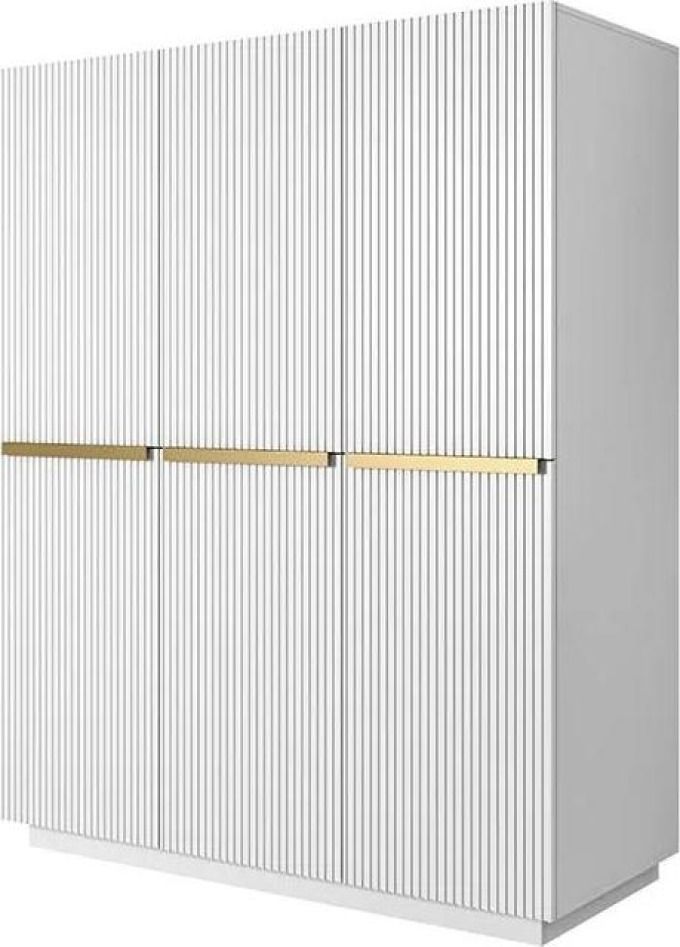 Skříň Nicole 150 cm - Bílý mat / zlaté úchyty