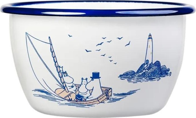 Miska Moomin Sailors 0,6l, smalt / bílo-modrá