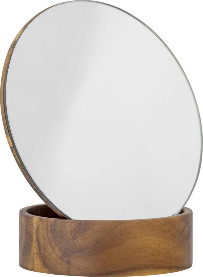 Bloomingville Kosmetické stolní zrcadlo Rita Acacia Wood, přírodní barva, sklo, dřevo