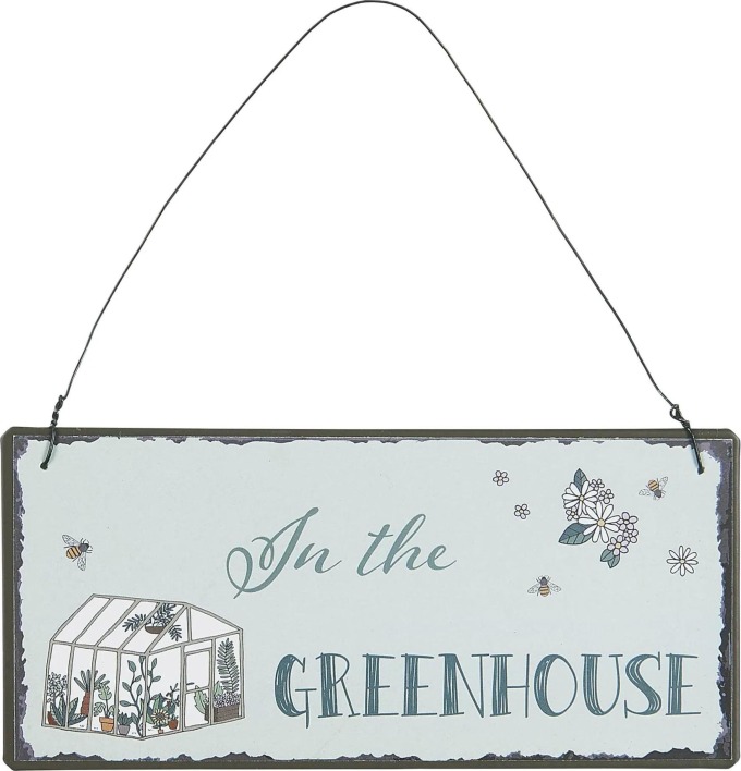 IB LAURSEN Plechová cedulka Greenhouse, modrá barva, kov