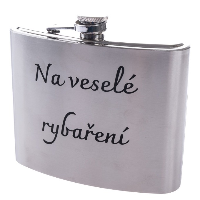 Kovová placatka "Na veselé rybaření", 1 l