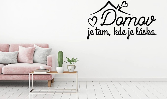 Lepy.cz Samolepka na zeď Domov je tam Velikost (šířka x výška): 65x36cm, Barevná varianta: Karafiátová růžová