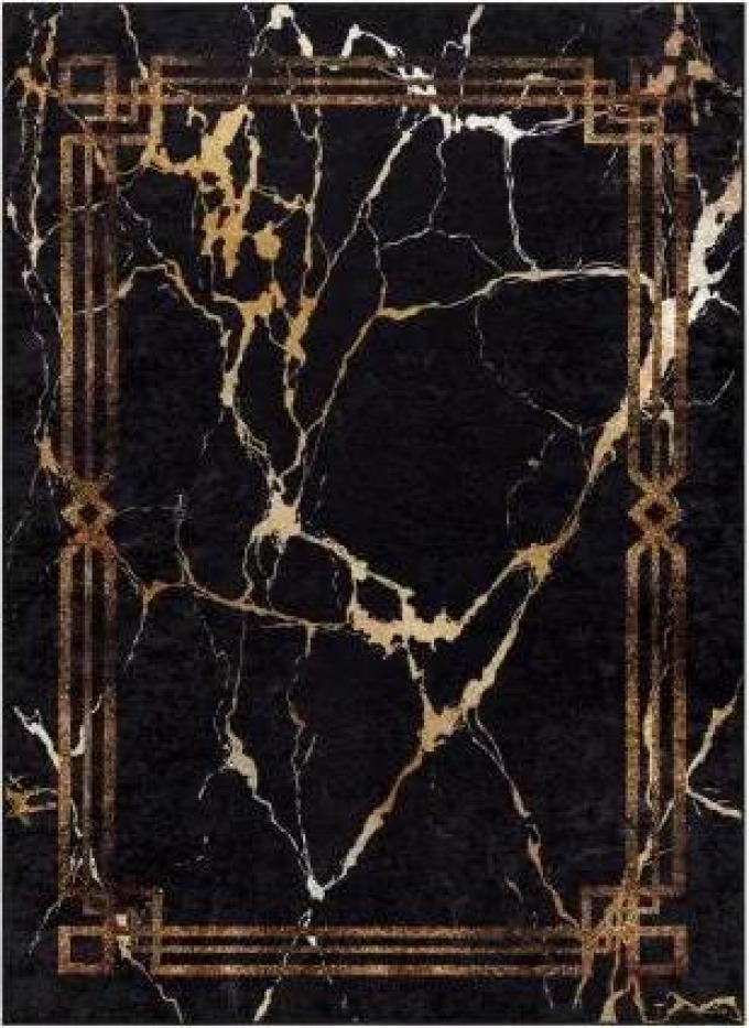 MIRO 51333.801 mycí kobereček Mramor, rám protiskluz černý / zlatý velikost 160x220 cm | krásné koberce cz