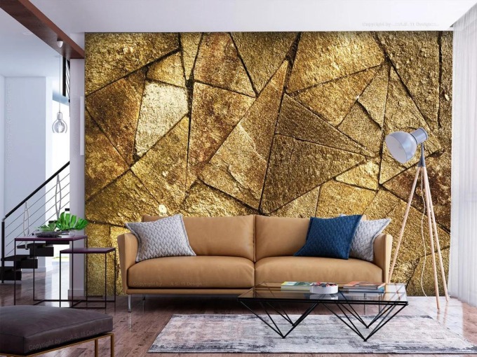 Murando DeLuxe Tapeta zlaté kameny Velikost (šířka x výška): 200x140 cm