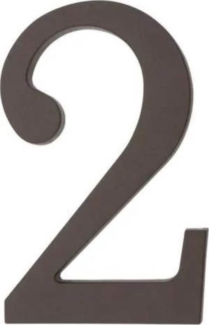 PSG 64.122 - plastová 3D číslice 2, číslo na dům, výška 180 mm, hnědá