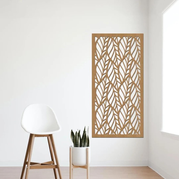 dřevo života Dřevěný dekorační panel LEAF III Rozměry (cm): 50x95, Barevný vzor: Buk