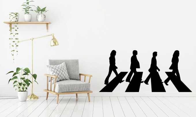 Lepy.cz Samolepka na zeď The Beatles Abbye Road Velikost (šířka x výška): 40x18cm, Barevná varianta: Černá